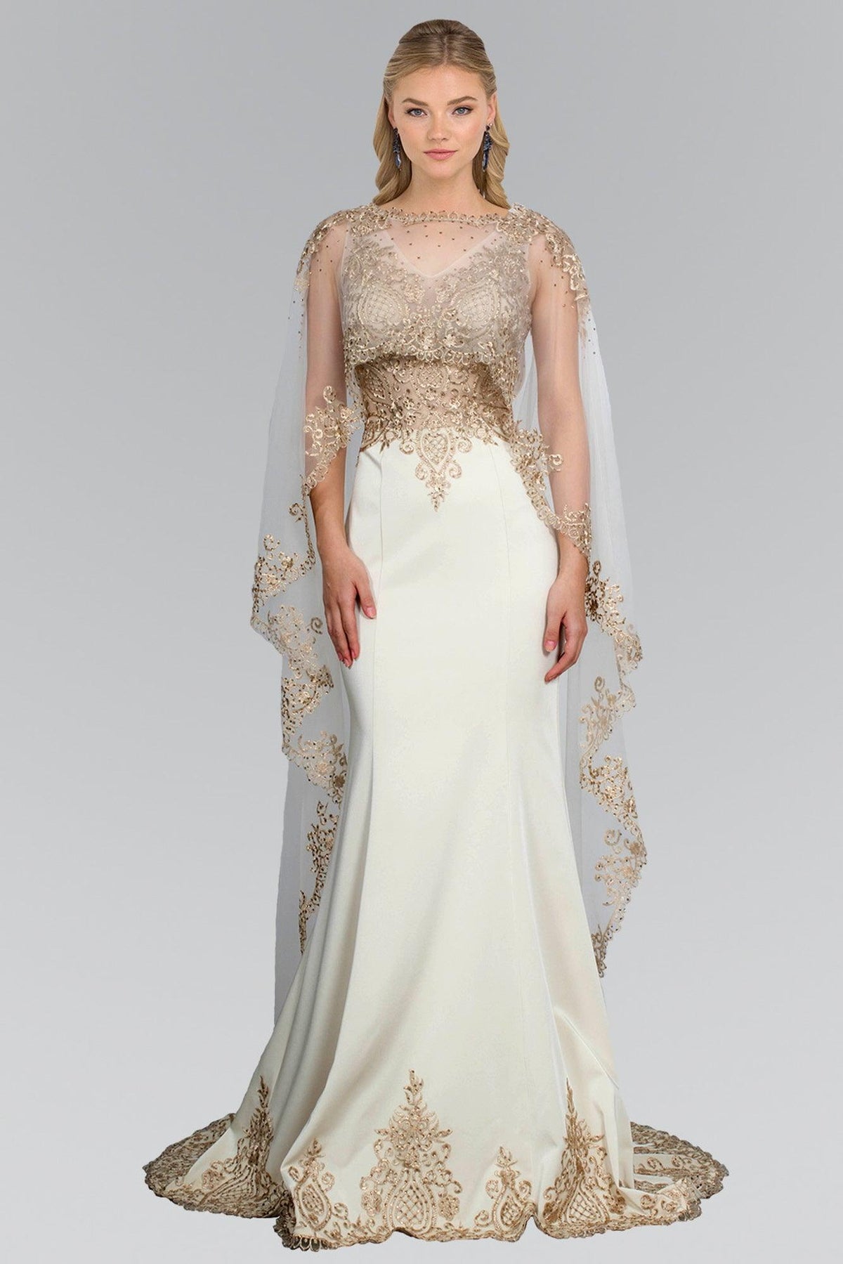 Long Evening Gown Prom Cape Dress