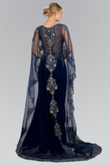 Long Evening Gown Prom Cape Dress