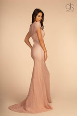Long Short Sleeve Plus Size Mother ofthe Bride Dress