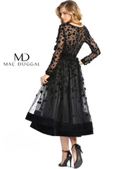 Sheer Long Sleeve A Line Short Dress by Mac Duggal 4913