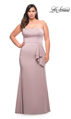 La Femme Long Strapless Plus-Size Formal Gown