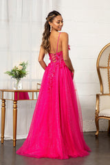 Prom Long Spaghetti Strap Mesh Formal Dress