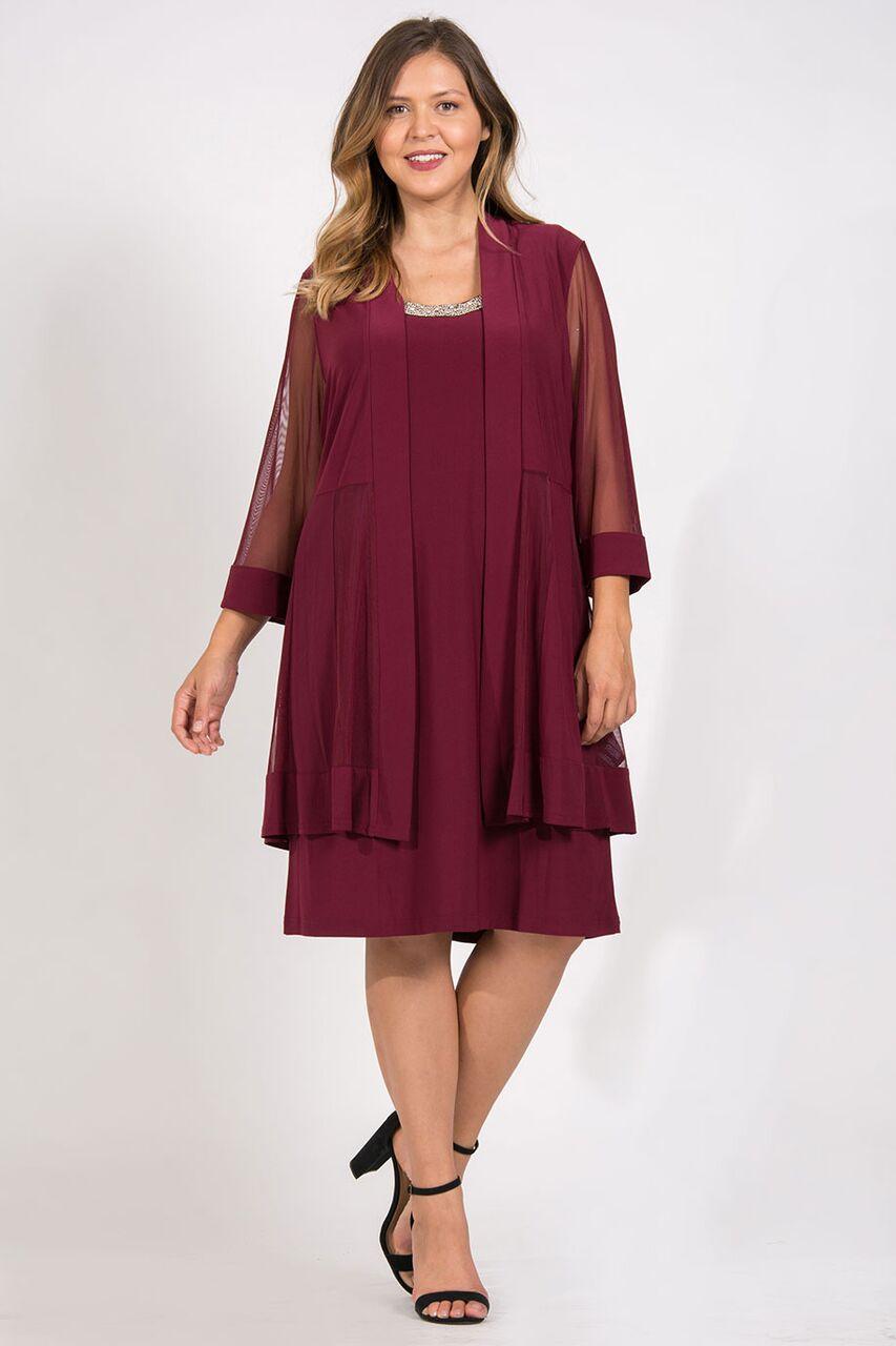 R&M Richards 8442W Plus Size Short  Mother of the Bride Dress