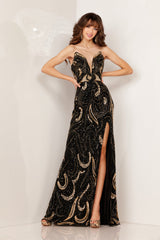 Long Formal Sequin Fitted Prom Gown Aleta 1105