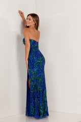 Long Formal Sequin Fitted Prom Gown Aleta 1105