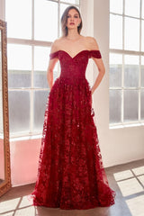 Amoris T607 A Line Long Glitter Print Formal Prom Dress